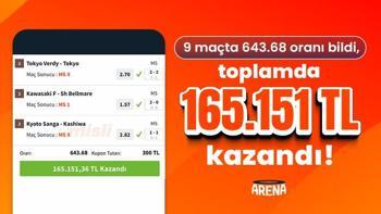 9 maçta 643.68 oranı bildi, toplamda 165.151 TL kazandı! 
