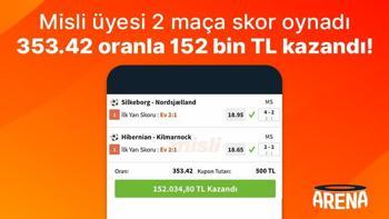 Misli üyesi 2 maça skor oynadı, 353.42 oranla 152 bin TL kazandı