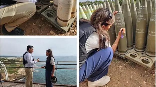 Akdeniz kıyısında skandal fotoğraflar! Top mermisine 'Bitirin onları' yazdı