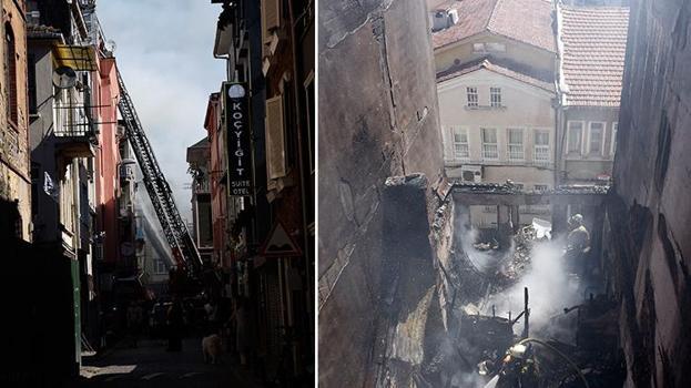 Beşiktaş'ta korkutan yangın! Tarihi bina alev alev yandı