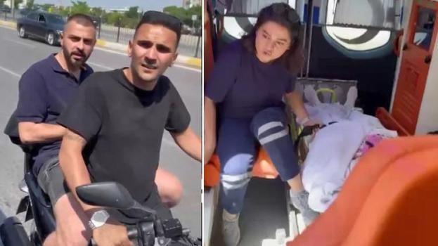 Kadıköy'de motosikletli magandalar ambulansın önünü kesip hastayı kontrol etti