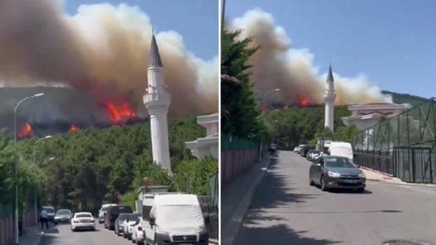 İstanbul'daki Aydos Ormanı'nda yangın çıktı! Alevler yerleşim yerlerine doğru ilerliyor