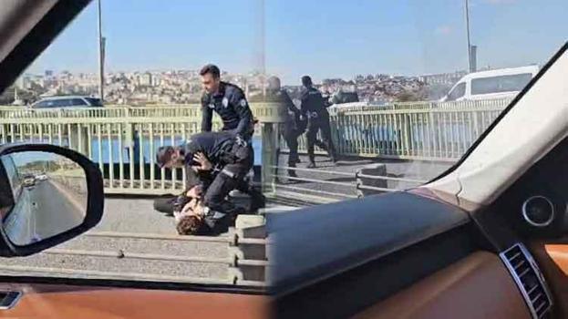 Polis Haliç Köprüsü'nde intihar etmek isteyen kişiyi son anda yakaladı