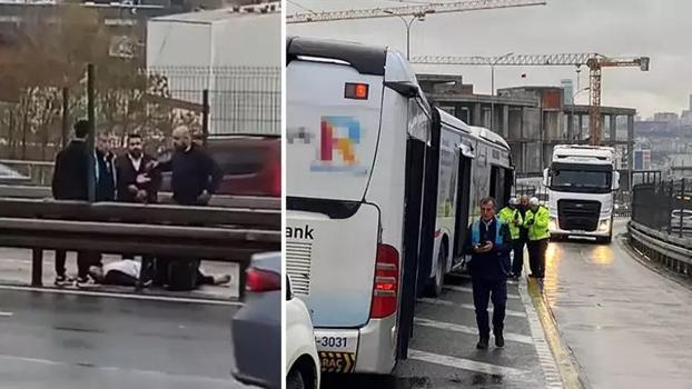 İstanbul'da korkunç kaza! Rögar kapağı metrobüsün camını kırdı! yolcunun düştüğü anlar kamerada