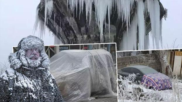 Dondurucu soğukları Doğu Anadolu'yu vurdu: Sıcaklık eksi 28 dereceye düştü, otomobiller battaniyeyle kaplandı