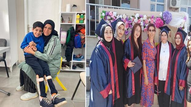 İnanılmaz azim: Özel gereksinimli oğlu için okula başladı, kızıyla birlikte üniversiteden mezun oldu