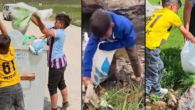 Bakan Kurum'dan yayladaki çöpleri toplayan iki kardeşe teşekkür