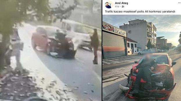 Polise çarpıp sosyal medyadan paylaştı! Gözaltına alınan sürücü eski eş çıktı