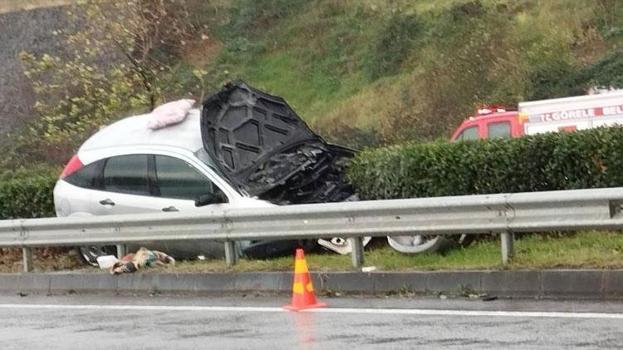 Giresun G&#246;rele’de trafik kazası: Otomobil alev aldı
