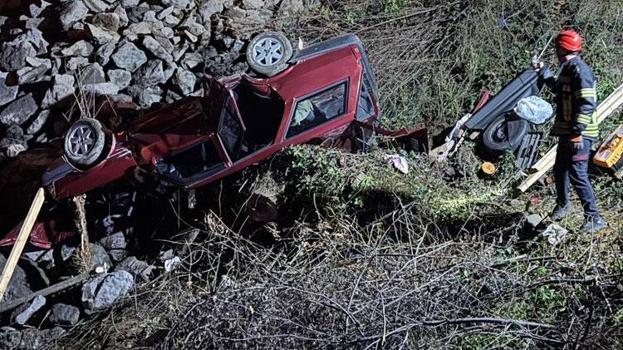 Akçaabat'ta otomobilin şarampole devrildiği kazada 1 kişi öldü, 3 kişi yaralandı