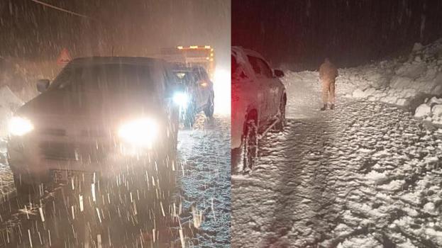 Hakkari'de çığ ulaşımı kapattı, çok sayıda araç yolda mahsur kaldı