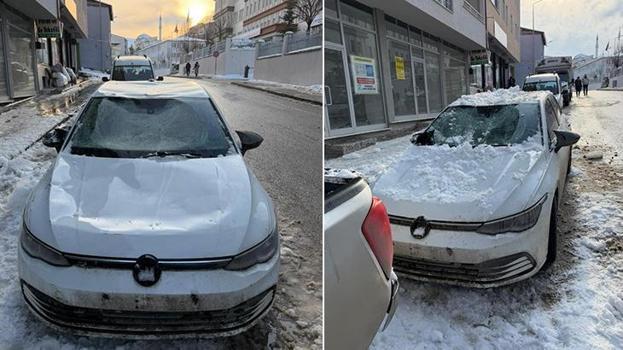 Araç sahipleri dikkat! Kar kütleleri maddi zarar veriyor