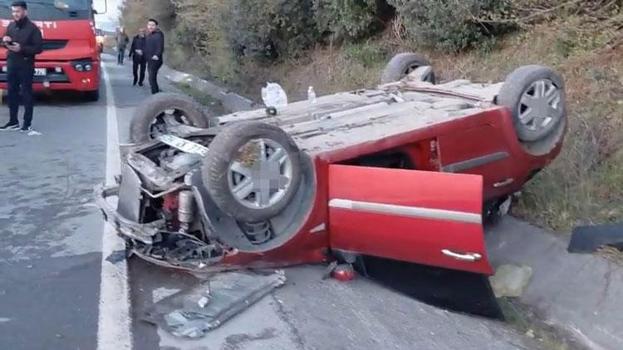 Zonguldak'ta Orman Bölge Müdürlüğü görevlilerini taşıyan araç takla attı