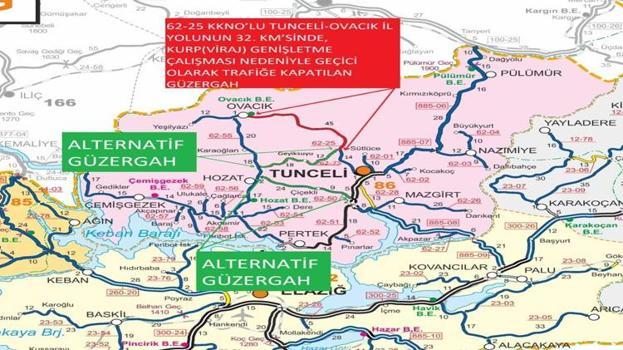 Tunceli-Ovacık yolu kapatılıyor! İşte alternatif yollar