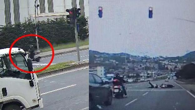 Zonguldak'ta motosikletin yayaya çarpması sonucu 2 kişi yaralandı; kaza anı kamerada