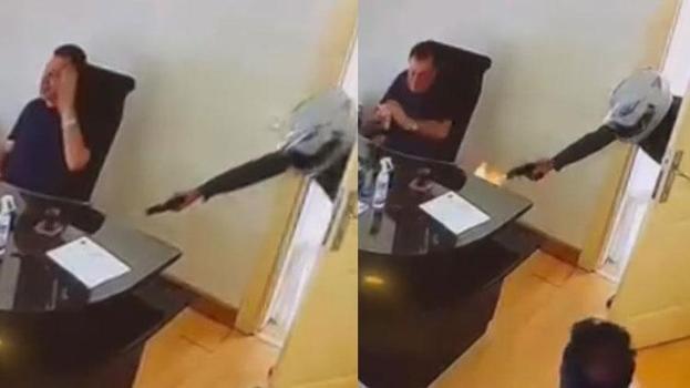 Tatil sitesinin başkanı, kasklı saldırgan tarafından vuruldu! O anlar kamerada