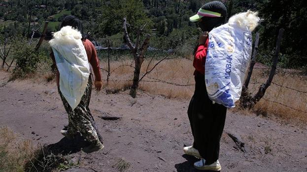 Bitlis'te anne ve kızı dağ başından sırtında taşıyıp köye getiriyor: Yapan sağlık buluyor
