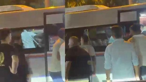 Dolmuşta yaşı küçük bir kişinin darbedildiği anlar kamerada
