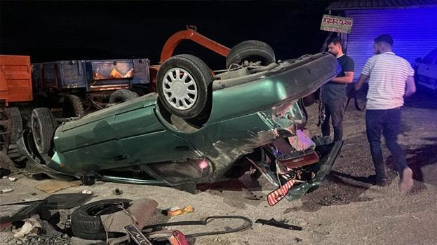 Devrilen otomobilin sürücüsü ağır yaralandı