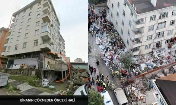 39 yıllık binaya 3 kat kaçak çıkılmış! Maltepe'de 3 katı çöktü, önceki fotoğrafı ortaya çıkt