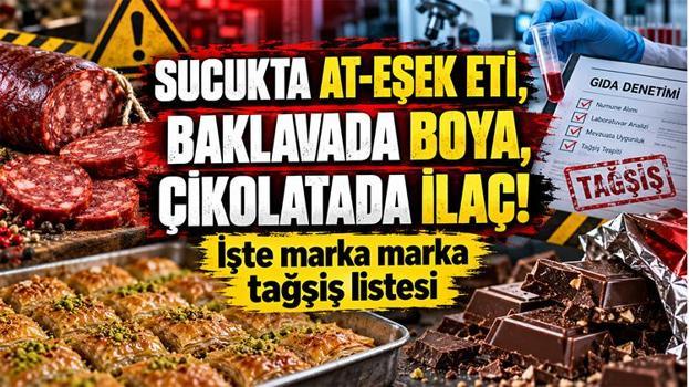 SUCUKTA AT-EŞEK ETİ, BAKLAVADA BOYA, ÇİKOLATADA İLAÇ! İşte marka marka tağşiş listesi