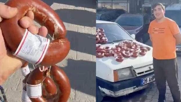 Otomobilini 100 kilo dana sucuğuyla takas etti