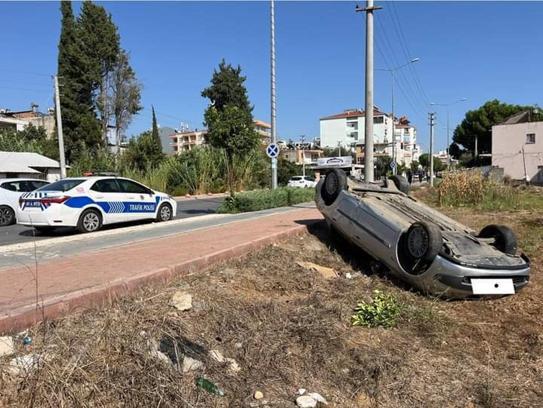 Otomobilin takla attığı kaza kamerada