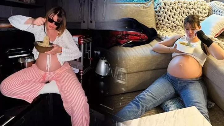 Anne olmaya sayılı günler kala Gizem Karaca'dan yeni hamilelik pozları! 'Annen sen doğmaya yakın böyle delirdi'