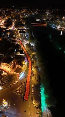 Avanos'ta 150 metrelik bayrak ile yürüyüş