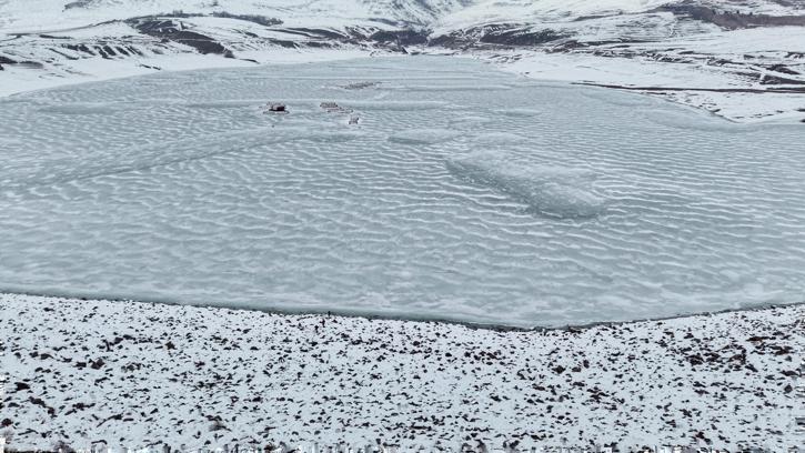Erzurum’da Demirdöven Barajı buz tuttu