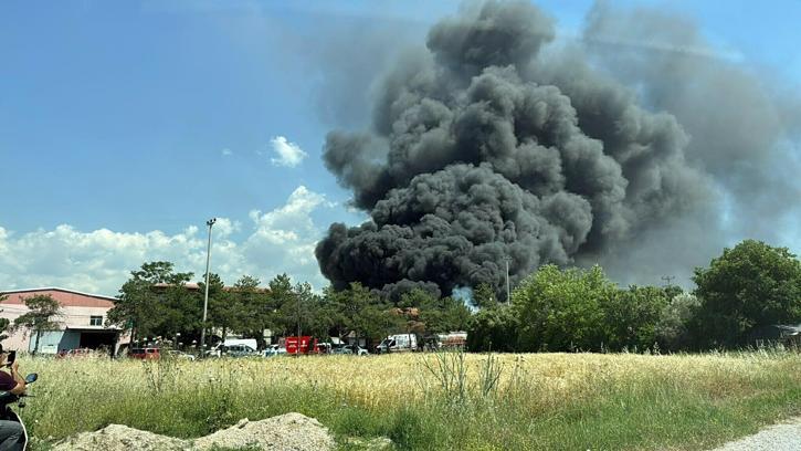 Denizli'de kauçuk fabrikasında yangın