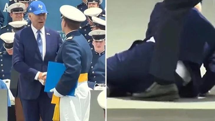 Biden sahneden ayrıldığı sırada yere düştü