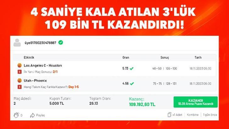 Bitime 4 saniye kala atılan 3’lük 109 Bin 192 TL Kazandırdı!