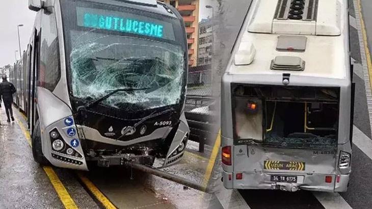 Metrobüs, durakta yolcu alan metrobüse çarptı: 4 yaralı