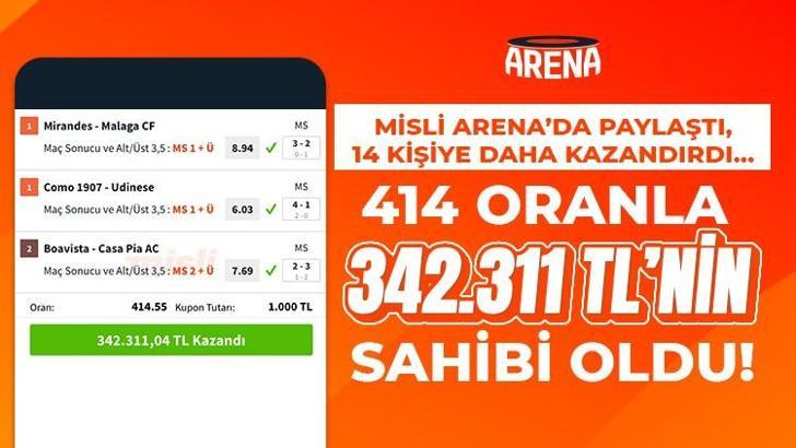 Misli’de kuponunu paylaştı, 14 kişiye daha kazandırdı… 414 oranla 342.311 TL’nin sahibi oldu!