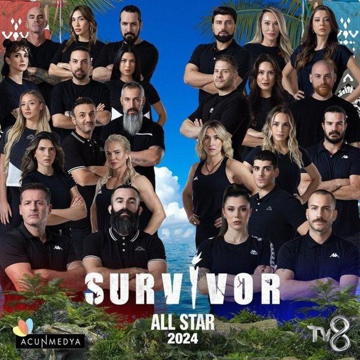 Survivor All Star 2024 kadrosu Survivor 2024 kırmızı ve mavi takımda