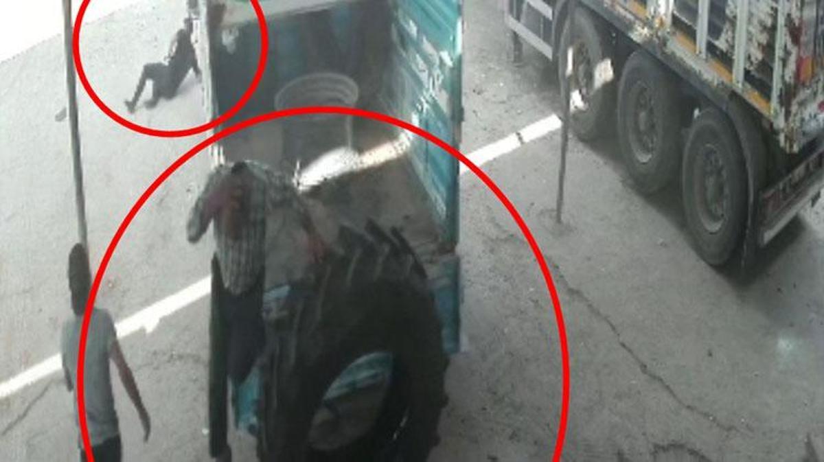 Oto lastik dükkanında patlayan traktör lastiği ve yaralanan işçiler