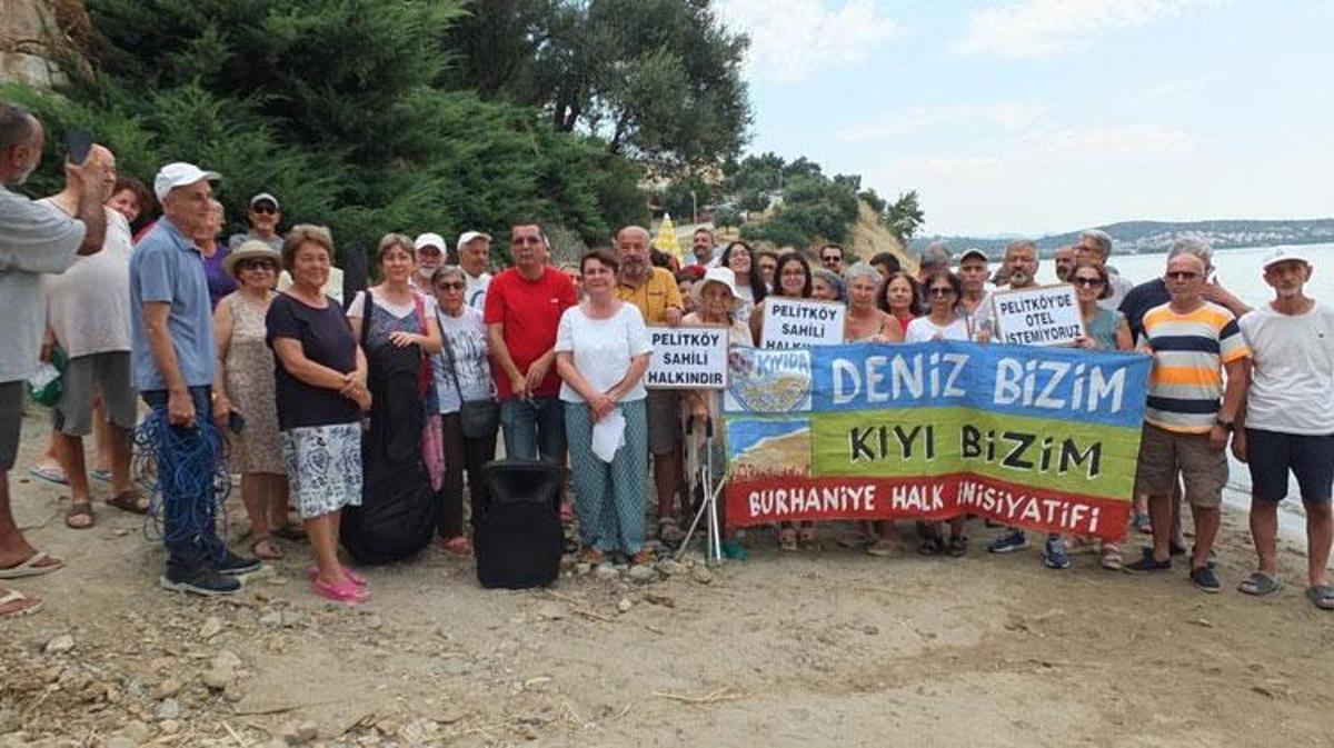Pelitköy sahilinde toplanan vatandaşlar kıyı işgalini protesto etti
