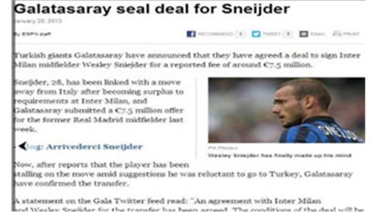 Dünya basınında Sneijder manşet oldu!