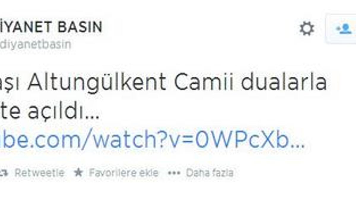 Diyanet'ten şaşırtan tweet