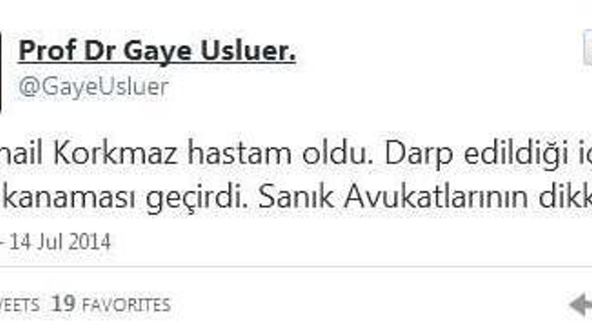 Ali İsmail Korkmaz'ın doktoru tweet attı