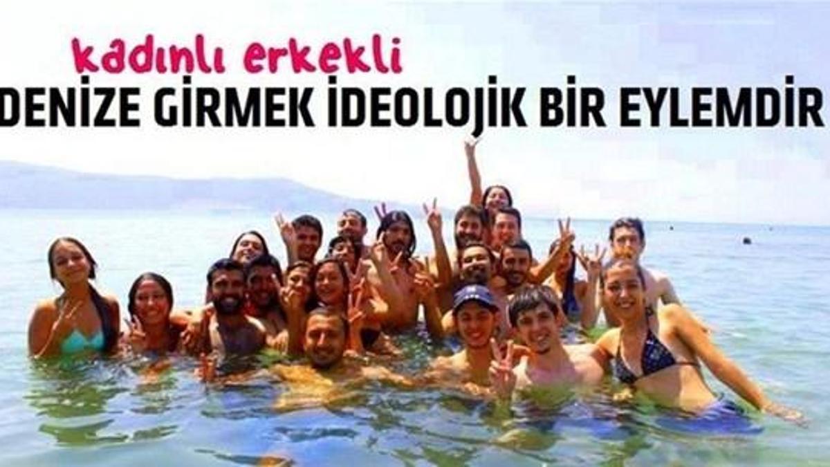 Kadınlar plajında kadınlı erkekli deniz girecekler