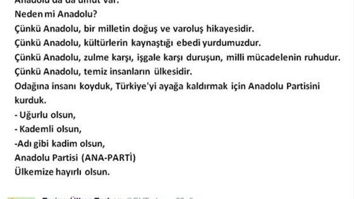 Emine Ülker Tarhan'dan yeni parti açıklaması