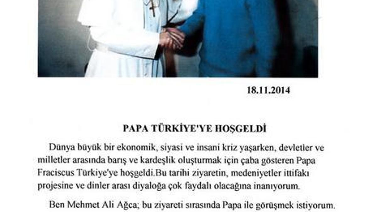 Mehmet Ali Ağca Papa'dan randevu istedi