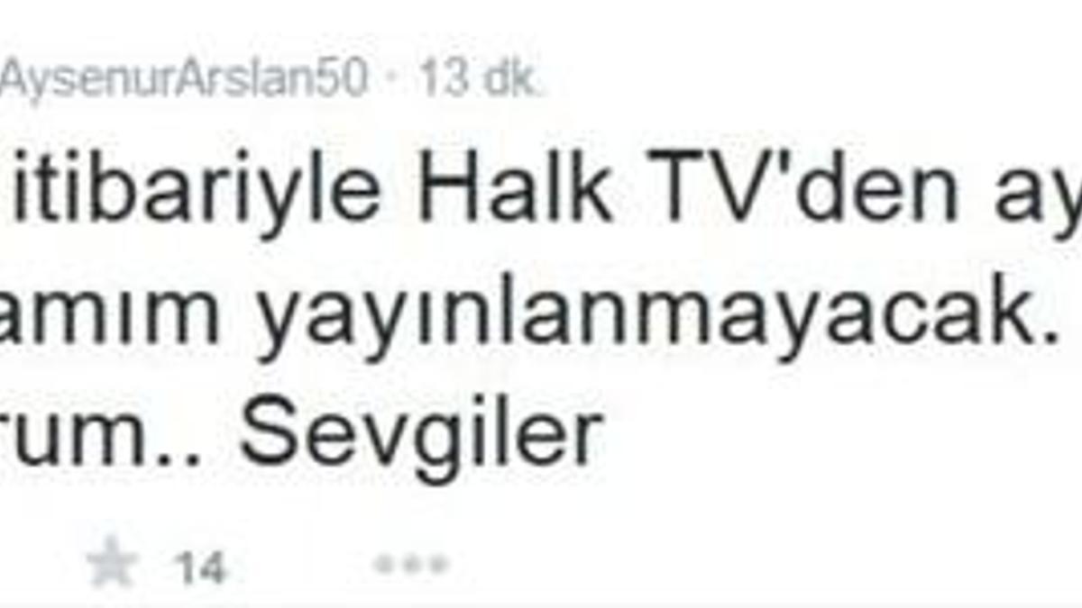 Ayşenur Arslan Halk TV'den ayrıldı