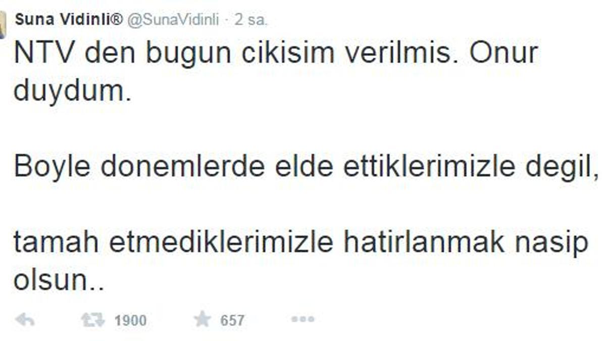 Vidinli'den NTV'den kovuldum tweeti