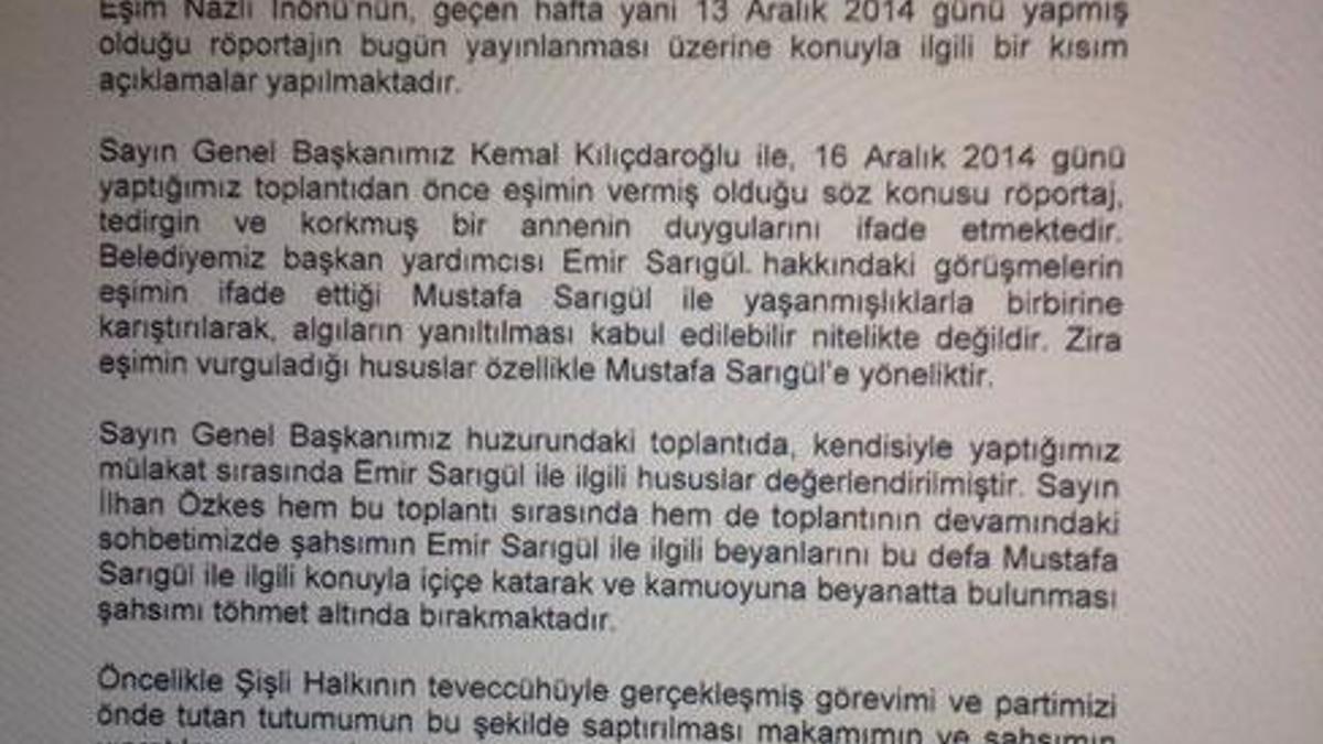 Hayri İnönü'den flaş açıklama