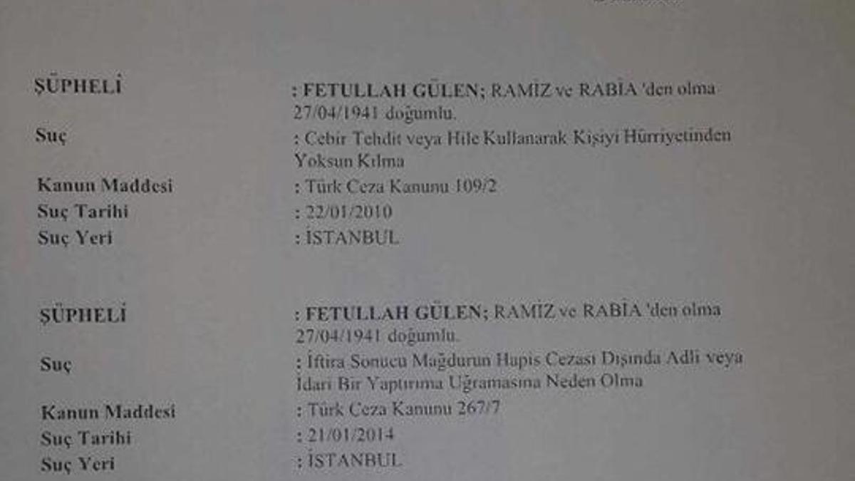 Gülen hakkında yakalama kararı!