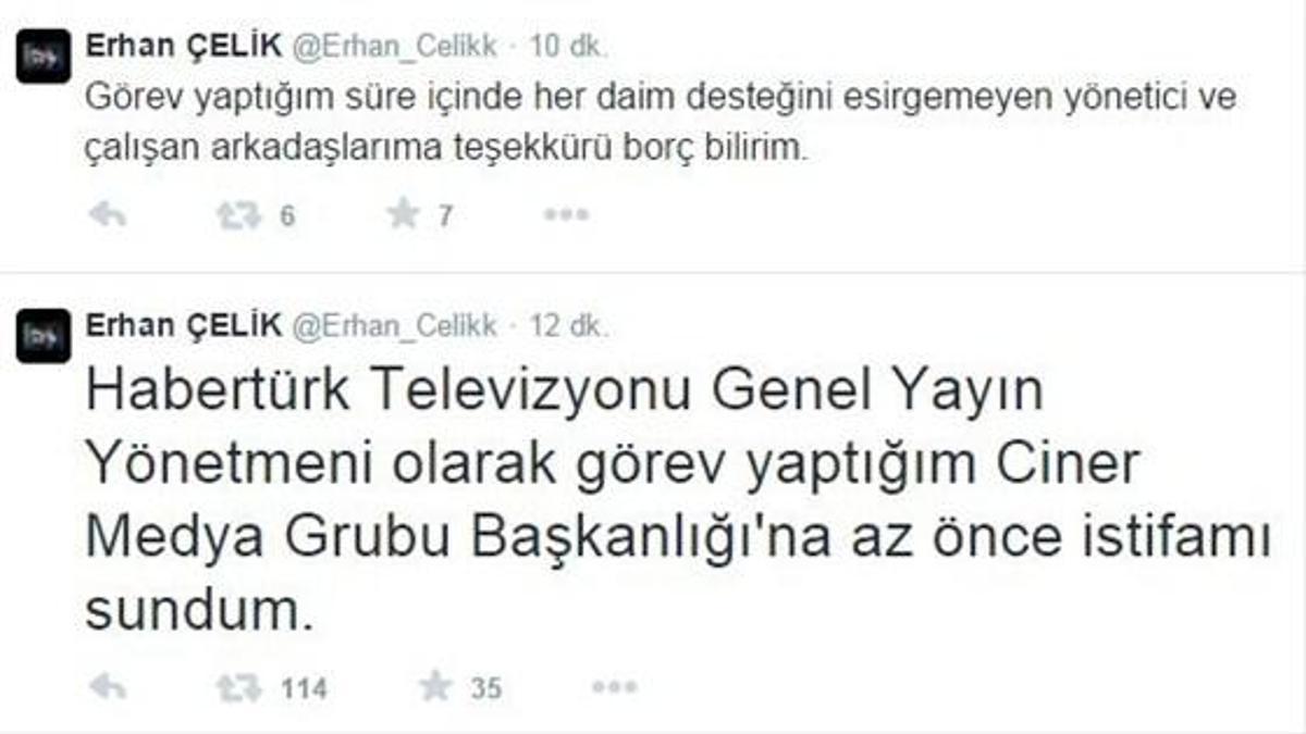 Erhan Çelik istifa etti!