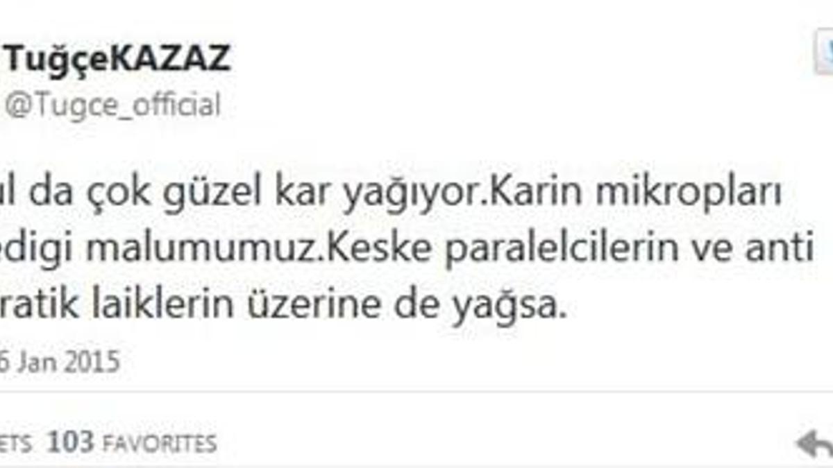 Tuğçe Kazaz'dan tepki çeken tweet
